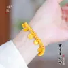 Tienda de Oro Mismo Estilo Chapado en Oro Fortuna Gordita Dios Amarillo de la Riqueza Doble Felicidad Pulsera Nuevo Estilo Chino Pulsera de Mujer de Alta Gama Al por Mayor