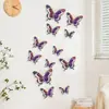 Adesivo de Parede Borboleta Dourada Folheada 3D Estéreo Borboleta de Quatro Camadas Casamento Feriado Borboleta Artificial Adesivo Decorativo Estilo Abertura de Janela