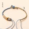 Mo XiangLi Cordão de Mão Vermelho Flor de Pêssego Ouro Vestível Contas de Transferência Semiacabado Tecido DIY Pulseira Namorada Casal