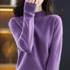 Suéter de Lana Merino Etiqueta Dorada 2023 de Cuello Alto Medio Pulóver Holgado Versátil para Mujer Camiseta Base de Punto Cachemir