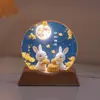 Festival de Mediados de Otoño Conejo de Jade Lunar Color UV Impreso Cristal Resplandeciente Luz Nocturna Lámpara de Atmósfera Creativa Decoración de Escritorio para el Hogar Regalo