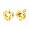 Europa y Estados Unidos moda de venta caliente simple creativa aretes de botón de doble capa lisos chapados en oro chapados en plata aretes de nudo aretes de temperamento