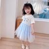 Ropa de verano para niños 2023 Nuevo vestido para niñas lindo vestido de princesa de algodón puro falda de malla exterior falda de pastel