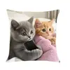 Capas de Almofada de Animais Fofos Novas Transfronteiriças para Usar com Celulares, Decorações de Festa de Gatos, Capas de Almofada de Sofá para Sala de Estar Atacado