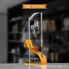 Nuevo trofeo de metal de cristal de alta calidad al por mayor, medalla anual de negocio para empleados destacados de empresa creativa, premios de competición