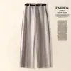 Pantalones de traje de lana nuevos de otoño de moda hechos a medida 2026, pantalones de corte curvo de cintura alta, pantalones casuales holgados adelgazantes para mujer