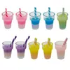 Mezcla de 10 Mini Botellas de Bebida Artificiales, Popotes de Resina, Vasos de Té de Leche, Colgantes, Llaveros DIY, Pulseras, Accesorios para Joyería