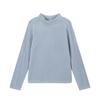 Camiseta Gola Alta Redonda Pudding Haru Girls 2025 Outono e Inverno Nova Cor Lisa Versátil Infantil Gola Alta Meia Manga Camiseta Básica