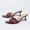 Sandálias Femininas de Verão 2025 Aliexpress Transfronteiriças Salto Alto Stiletto Calce Fácil Bico Fino Abertas na Ponta Sandálias Femininas Casuais