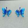 Pendientes de mariposa con aceite y diamantes estilo retro francés para mujer, ligeros, de lujo, de alta gama, elegantes y de uso diario.