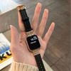 Adequado para Apple Watch iWatch 12ª Geração 11/10 Design em Forma de Diamante Pulseira de Couro Estilo Chanel