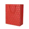 Bolsa de Papel Estampada en Oro con Patrón de Diamantes en Relieve, Bolsa de Mano Engrosada, Bolsa de Regalo Souvenir, Bolsa de Empaque para Regalo de Negocio, Bolsa de Regalo