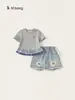Ropa Infantil Bangxuan Niñas Ropa de Verano Bebé Niña Shorts de Mezclilla Conjunto de Dos Piezas Camiseta de Manga Corta para Niñas Conjunto Infantil