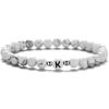 Pulsera de cuentas de turquesa blanca de 6 mm de venta caliente europea y americana, pulsera de letras para pareja para hombre, joyería de estación independiente transfronteriza