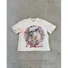 Camiseta de Manga Corta Estilo Callejero Americano Y2K con Borde de Bandera Desgastado Estampado Anti-Guerra Ajuste Holgado para Exportación