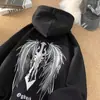 Moletom oversized moderno estilo americano para homens, com design luminoso, forro de fleece e um visual cool e ousado, perfeito para o outono e inverno