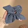 Bufanda Cuadrada de Cuadros Azules Coreana con Lazo, Goma para el Cabello, Diadema de Alta Gama para Mujer, Cuerda para el Cabello, Diadema de Moda, Accesorios para el Cabello