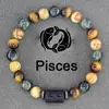 Pulsera con Cuentas de Piedra Natural Zodiacal de Amazon Transfronteriza Doce Signos del Zodiaco Ojo de Tigre Piedra con Imagen Pulsera Venta al por Mayor
