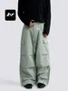 Pantalones de Trabajo Anchos de Pierna Ancha con Pliegues Sueltos y Múltiples Bolsillos para Hombre y Mujer Estilo Simple 3D Adelgazantes Casuales Apilados Largos