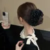 Presilha banana plissada de chifon, presilha vertical, presilha de garra de verão de alta qualidade, presilha para rabo de cavalo na nuca, presilha de cabelo elegante e delicada