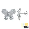 Aretes de Mariposa Completamente Incrustados de Moissanita en Plata de Ley S925 con Certificado Gra, Joyería al por Mayor Transfronteriza, Más Vendidos