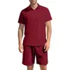 Camisa polo de manga corta texturizada europea y americana transfronteriza para hombre, verano, comercio exterior, deportiva, color liso, cuello camisero, traje casual