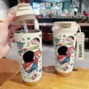 Divertida Taza de Café de Doble Compartimento de Gran Capacidad para Oficina, Té de Leche, Estudiantes Hombres y Mujeres, con Popote, Taza de Agua para Coche