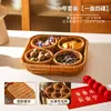 Cesta de Frutas de Mimbre Sintético, Charola de Frutas para el Hogar, Cesta con Compartimentos para Snacks, Cesta para Frutas Secas y Nueces, Charola para Té y Snacks en la Sala de Estar, Cesta de Postres