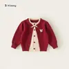 Roupas Infantis Youbao Estilo Nova Floresta Roupas Casaco Primavera e Outono Gola Boneca Blusa Infantil Color-Blocking Suéter Cardigan para Meninas
