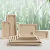 Caixa de Sushi Caixinha para Levar Retangular Biodegradável Embalagem de Prato de Sushi Recipiente de Grau Alimentício com Tampa Aquecível