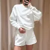 SEREN Comercio Exterior Transfronterizo 26 Nuevo Conjunto de Mujer Primavera/Verano: Sudadera Corta de Cuello Redondo + Pantalones Cortos Deportivos de Cintura Elástica