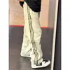 Pantalones Camuflaje Rayados Blancos Florales Grises Unisex Retro Americano Peso Pesado Marca de Tendencia Pantalones de Chándal Pierna Recta Pareja Casual Pantalones Deportivos