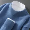 Nuevo Suéter de Lana para Hombre Otoño e Invierno, 100% Lana Pura, Jersey de Cuello Redondo, Corte Holgado, Talla Grande, Suéter de Cachemira Tejido
