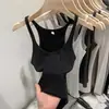 Dropshipping Dulce y Picante Cuello en U Tirantes Rojos Mujer Primavera y Verano Delgado Hilo con Textura Top Interior Chaleco de Tirantes Finos Estilo Americano