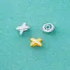 Prata Esterlina S925 Banhada a Ouro Diamante Zircônia Contas Porosas em Forma de X Material DIY Feito à Mão Pulseira Colar Acessórios Contas