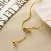 Nuevo y Moderno Collar de Acero de Titanio Yunyao con Perlas Doradas Ajustables y Cadena de Empalme, Cadena Larga de Lujo de Alto Nivel en Oro de 18K