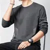 Camiseta de manga larga de otoño, diseño estampado, talla grande, para adolescentes, cuello redondo de hombre, simple y de corte holgado, top moderno