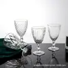 Nuevo Patrón Vertical con Vidrio de Vino Tinto Phnom Penh con Relieve de Diamantes con Base Taza de Jugo Boda Fiesta Vidrio de Vino