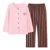 Pijama de Mujer Primavera y Otoño 2026 Nuevo de Gama Alta Algodón Puro Cardigan de Manga Larga para Mujer Conjunto de Ropa para el Hogar 100% Algodón