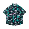 Camisetas de Manga Corta Divertidas con Dibujos Animados y Graffiti Estilo Hong Kong Veranieño para Hombres y Mujeres Estilo Dopamina Sueltas Dulces Florales Camisas Modernas