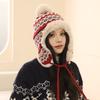 Gorro de Lã Feminino para Outono e Inverno, Espessado e Quente, Valoriza o Rosto, Pequeno Protetor de Orelha Gorro de Pelúcia, Pulôver à Prova de Frio para Ciclismo, Chapéu Lei Feng