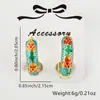 Arete de oreja con forma de C, esmalte de color de moda, gota de aceite, camelia, aretes para dama con combinación de colores personalizada, capullo, venta al por mayor