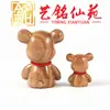 Escultura em Madeira de Cânfora de Urso Sentado, Miniatura de Urso em Madeira, Ornamento de Animal Pequeno para Mesa, Presente Criativo de Escultura em Madeira