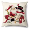Productos para el Hogar Transfronterizos Amazon Funda de Almohada Navideña Papá Noel Árbol Sofá Funda de Almohada de Lino Funda de Almohada