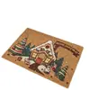 Alfombrillas Decorativas Navideñas Más Vendidas Transfronterizas, Felpudos, Resistentes a Manchas, Antideslizantes, Fáciles de Mantener, Alfombrillas Gruesas de Bucle de Fibra de Coco Artificial