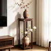 Soporte de flores simple para uso doméstico, estante para flores de balcón, estantería de almacenamiento de múltiples capas de pie, soporte de bambú para macetas de interior para sala de estar, diseño minimalista
