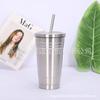Taza con Popote de Acero Inoxidable, Taza de Café con Rosca, Taza Aislada al Vacío de Doble Pared, Taza de Agua Portátil para Coche, Vaso de Vacío, Portátil