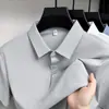 Camisa polo de verano para hombre de manga corta, antibacterial, con tejido de malla texturizada, estilo old money, top casual de negocios ligero con abertura