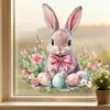 Pegatinas Estáticas de Pascua al por Mayor 2026 Nuevas Pegatinas de Conejito Rosa y Huevo Transfronterizas Decoración de Atmósfera Festiva Pegatinas Estáticas
