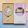 Espejo de Mano Pequeño Estilo Guochao, Espejo de Maquillaje Metálico Mini de Joyería Cultural Creativo, Espejo Portátil Plegable con Tapa abatible